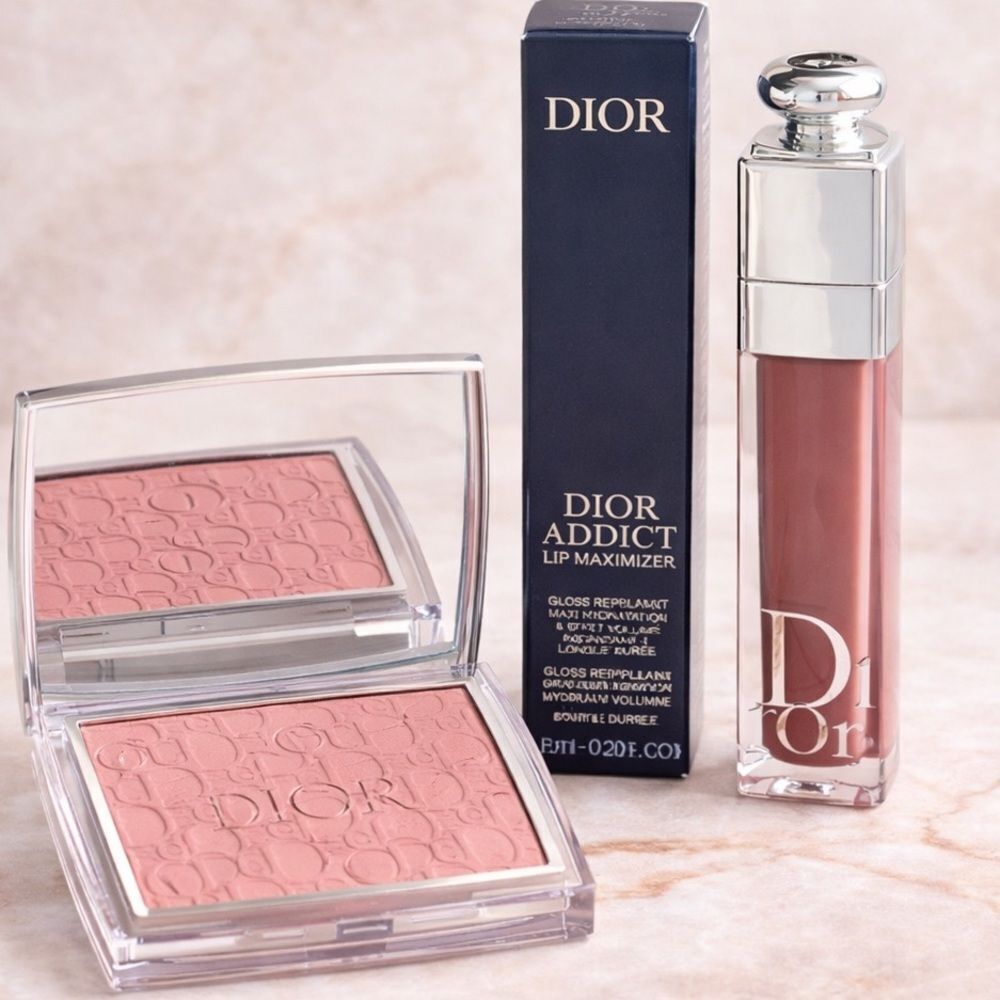 🌹Dior Rosy Glow 012 Rosewood +Dior Addict Lip Maximizer 009 Intense Rosewood-NE